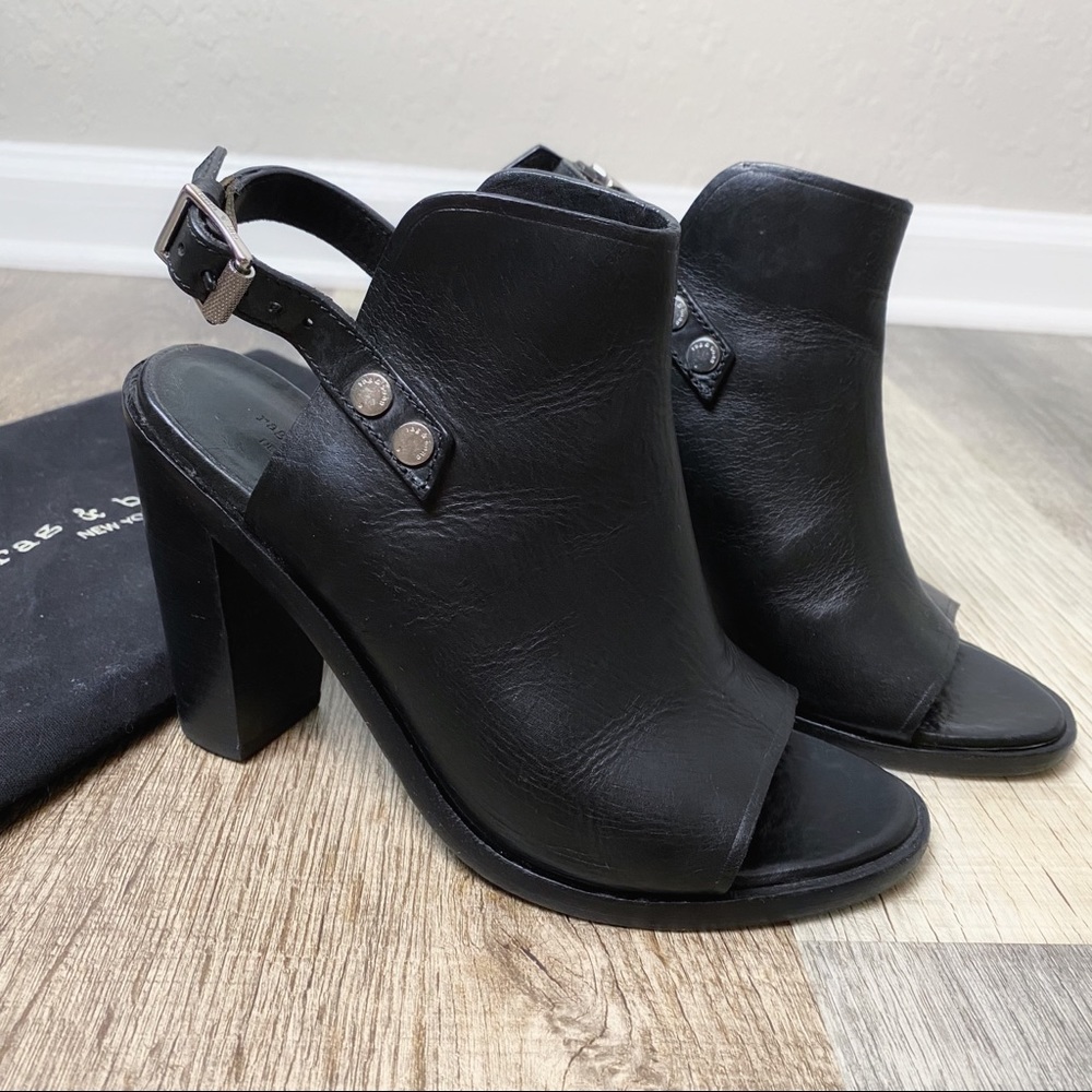 Rag & Bone Wyatt Slingback Open-Toe Bootie, Black